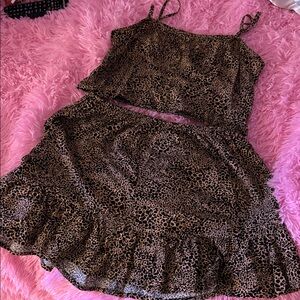Leopard Print two piece outfit skirt and top